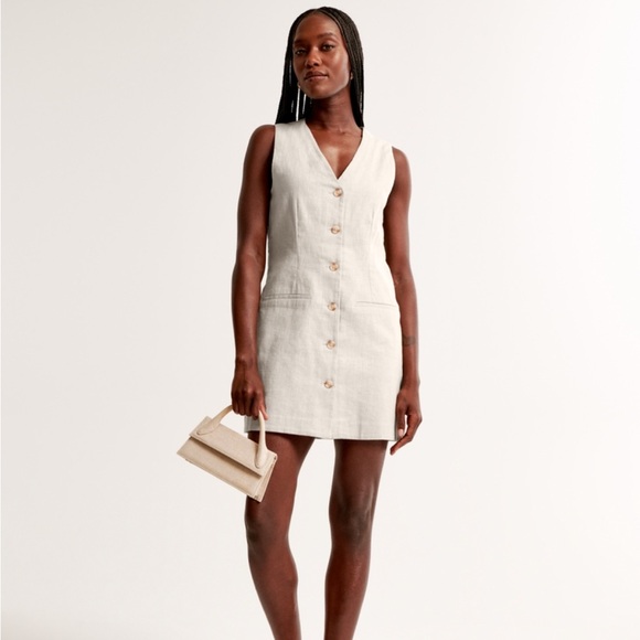 Abercrombie & Fitch Dresses & Skirts - Abercrombie & Fitch Mara Linen Blend Vest Mini Dress XL Tall NWT
